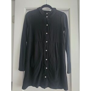 Chaser Womens Black Hooded Snap Front Dress Longline Cardigan Jacket Small